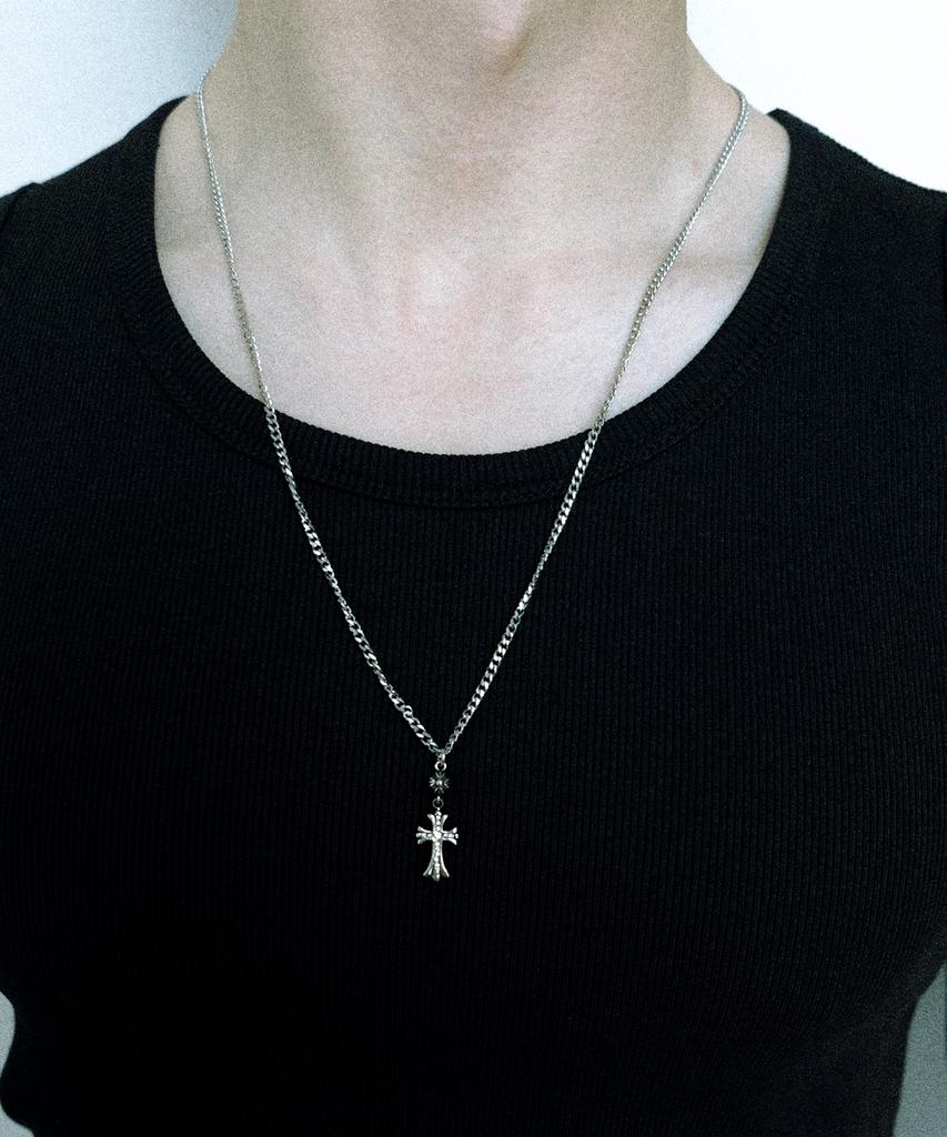 Nakedblood [Handmade]Silverdrop Halo Cross Necklace