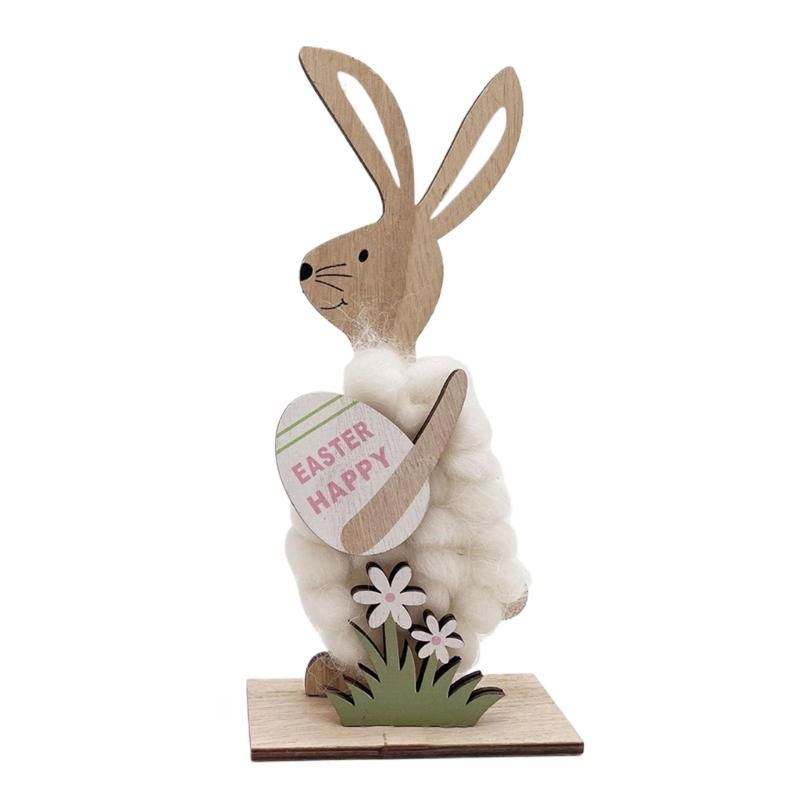 Easter Bunnies Wood Sculptures Rabbit Figurine Rabbit Sculpture for Elegant Homes Decoration and Celebration Displays