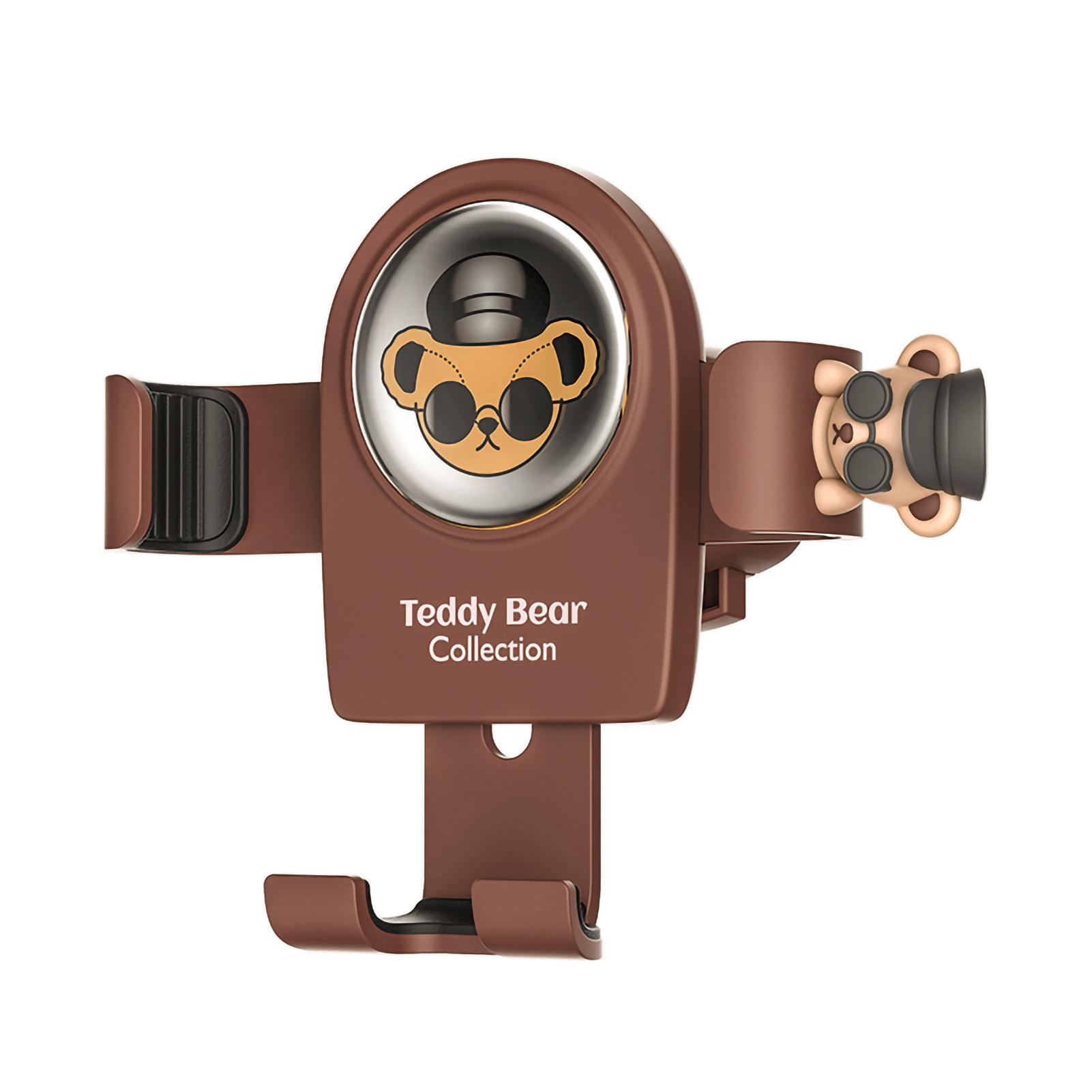 Car Phone Mount Cute Catoon Pattern Stable Vent Design Heat Dissipation Car Phone Holder with Soft Silicone Pad Brown marrone