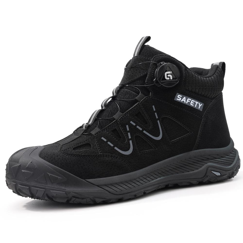 Quality Safety Shoes Men Boots Rotating button Work Boots Steel toe shoes waterproof leather boots Men Protection Shoes Non-slip