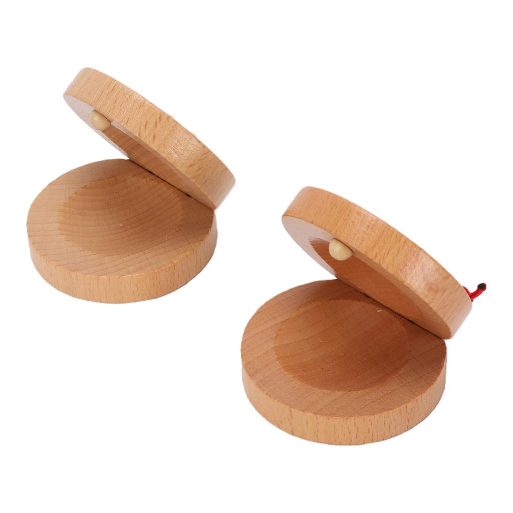 Beech Wood Castanet Orff Percussion Instrument 5.5x5.5cm Wood Hand Finger Castanet For Preschoolers Early Music Education