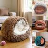 Zimowe Ciepłe Półzamknięte Pluszowe Legowisko dla Kota i Psa