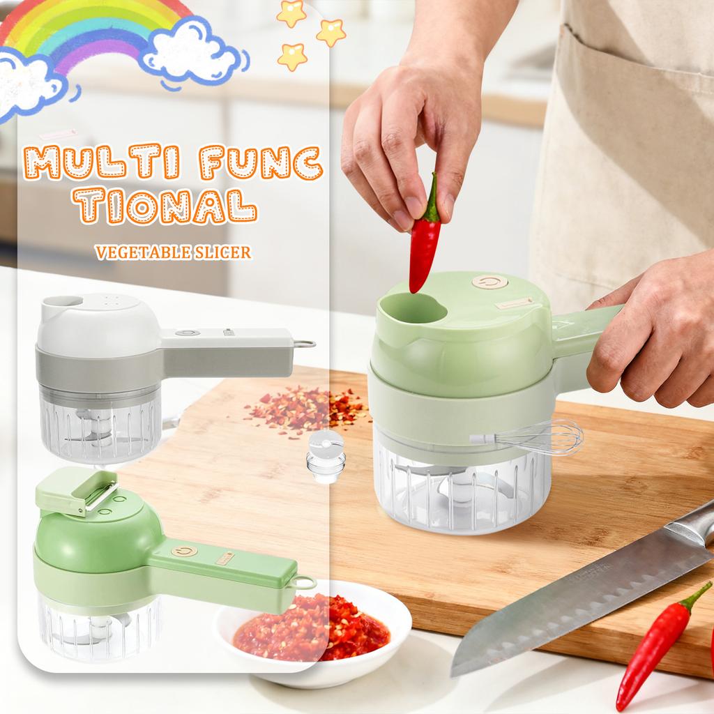 Electric Chopper, 5 In 1 Multifunctional Portable Electric Vegetable Chopper Set, Cordless Grinder For Home Kitchen Garlic, Pepper, , Meat