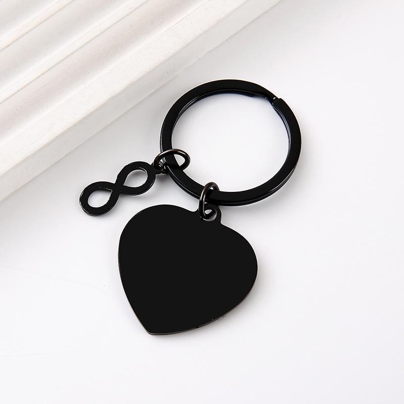 Engravable Heart-Shaped Metal Keychain with Infinity Symbol