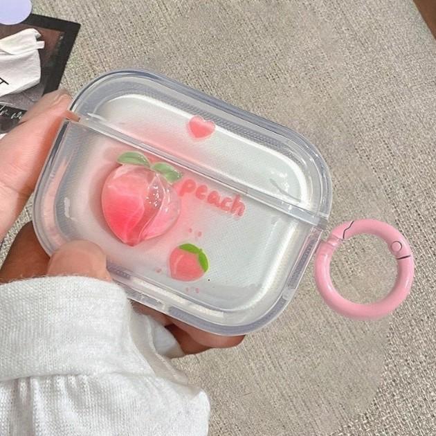 Summer Pink Hanging Ring Peach Girl Heart for AirPods Protective Case AirPodsPro Apple New 1st Generation