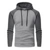 Men's Casual Patchwork Color Small Square Grid Hoodie Slim Fit Top Winter Round Neck Sweatshirts