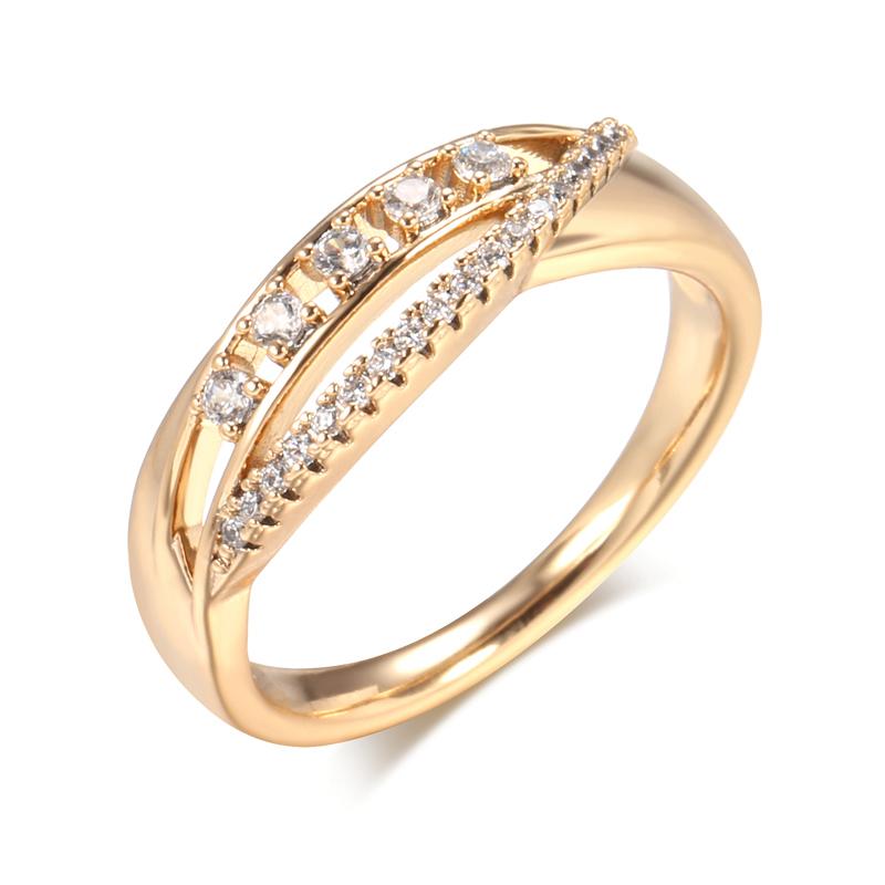 Trendy Rose Gold Color Bride Wedding Rings For Women Luxury Natural Zircon Accessories Party Daily Fine Jewelry