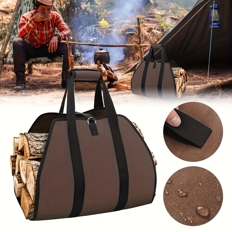 1pc Large Capacity Portable Wood Storage Bag, Oxford Fabric Firewood Bag for Outdoor Camping Hiking BBQ, Durable PVC Material