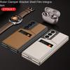 Leather Stand Holder with Credit Card Slot Glass Protector Phone Case for Samsung Z Fold 7 Galaxy Z Fold7 Lens Protect Cover