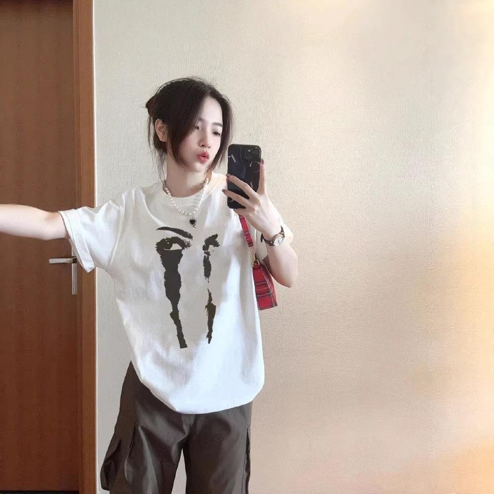 American high street white cotton short-sleeved t-shirt women's summer new trendy brand fat mm large size loose half-sleeved top ins