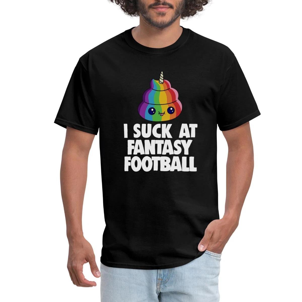 I Suck At Fantasy Football Rainbow Poop Men s T-Shirt XL