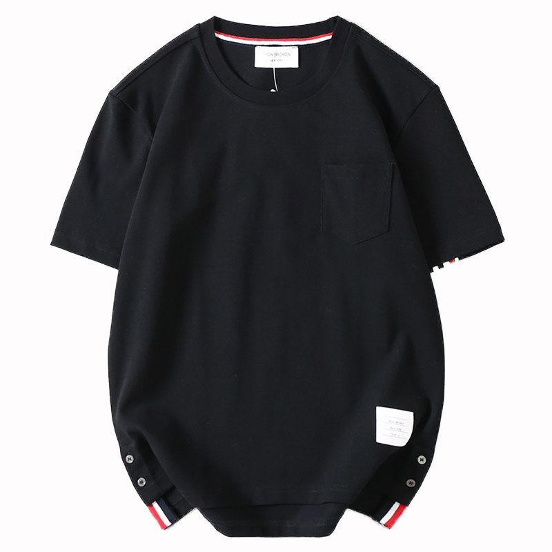 Export Tail Goods Summer Fashion Brand Men and Women Couple's Short-Sleeved T-shirt Four Bars Crew Neck Casual Sports Trendy Half Sleeve