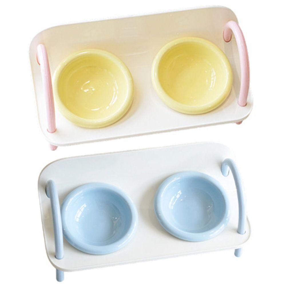 Ceramic Cat Food Water Bowl Double Bowls Pet Food Dispenser Cat Feeding Station Wet Dry Food