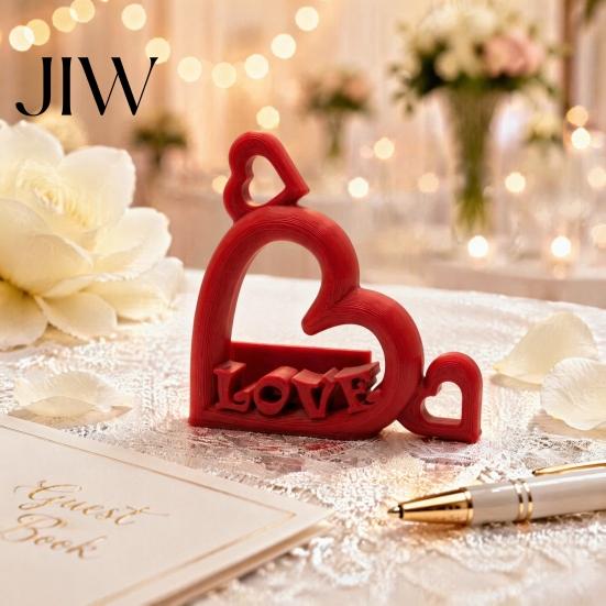 Couple Gift for Anniversary Heart Photo Stand with Embossed LOVE Letters, 3D Printed Vertical Slot Wedding Sign In Table Decoration Picture