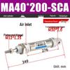 Mini Stainless Steel Pneumatic Cylinder MA Series (16-40mm Bore, 50-200mm Stroke)