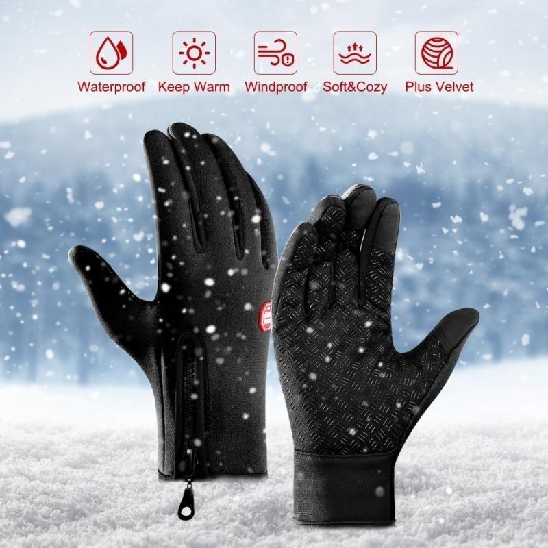 Winterhandschuhe für Herren, wasserdicht, winddicht, kalte Handschuhe, Snowboard, Motorradfahren, warm, Touchscreen-Reißverschlusshandschuh