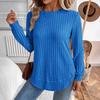 2025 Autumn Women's Long Sleeve Knit Pullover - Solid Color, European American Style, Versatile Round Neck