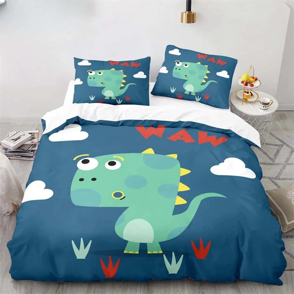 Desene animate dinozaur pilotă capac drăguț animal lenjerie de pat set twin pentru copii băieți fete decor microfibră pilotă capac cu fețe de pernă