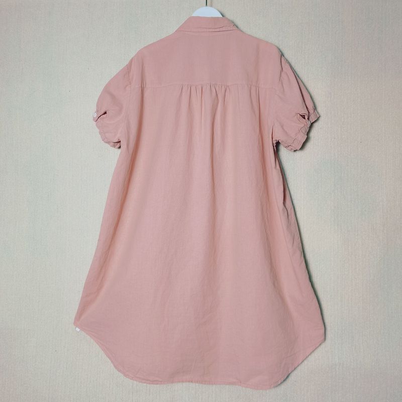 Export Original Order Leftover Stock Pure Cotton Short-Sleeved Shirt for Women Pure Cotton Embroidery Lace Lace Mid Length Long Length Pure Color Tall