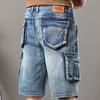 Mode Effen Denim Shorts Mannen Zomer Casual Knie-Lengte Jean Shorts met Meerdere Zakken Losse Pasvorm Cowboy Korte Broeken