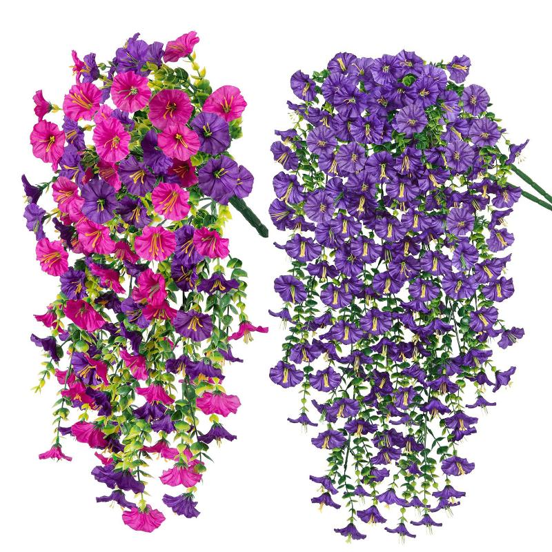 Artificial Morning Glory Silk Flower Vine Hanging Garland Fake Flower String For Home Wedding Outdoor Wall Garden Decor