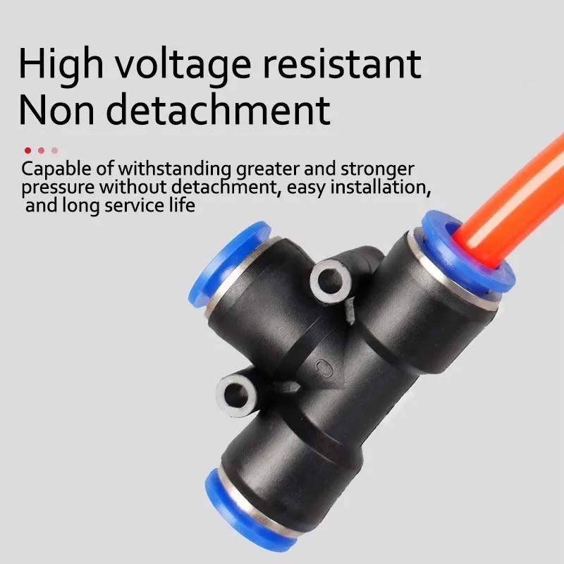 10PCS PE Air Connectors 4 6 8 10 12MM PEG Pneumatic Fitting Slip Lock Tee 3Way Plastic Pipe Water Hose Tube Quick Connector Fuel System Fittings7