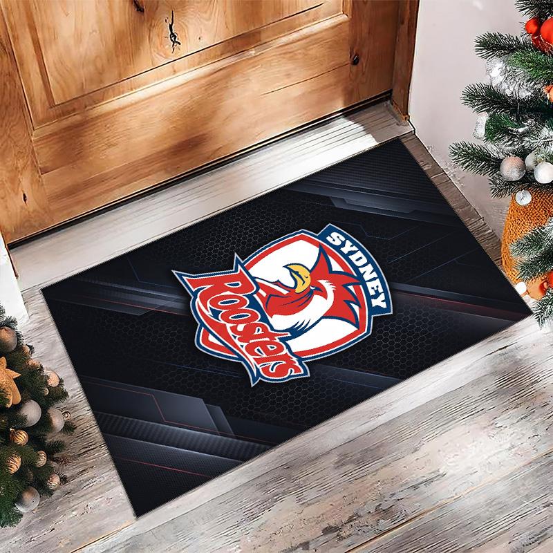 Sydney Roosters Kristall-Samt-Teppich Weich Anti?Rutschfeste Fußmatte Bequemer Wohnzimmer Schlafzimmer Dekor Teppich