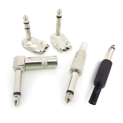 10x 1/4 Inch Mono/Stereo 6.35mm 6.5MM Male Jack Plug Wire Audio Connector Angel Socket 2/3 Pole Guitar Effect Microphone Cable