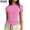 Women's Fashion Casual Summer Spring Solid Color Print Short Sleeve O-Neck Blouses & Shirts