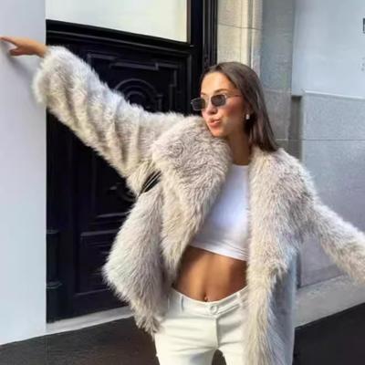 Otoño e Invierno Nueva Ropa de Mujer Abrigo Negro de Piel de Zorro Imitación de Piel para Mujer Top de Alta Gama