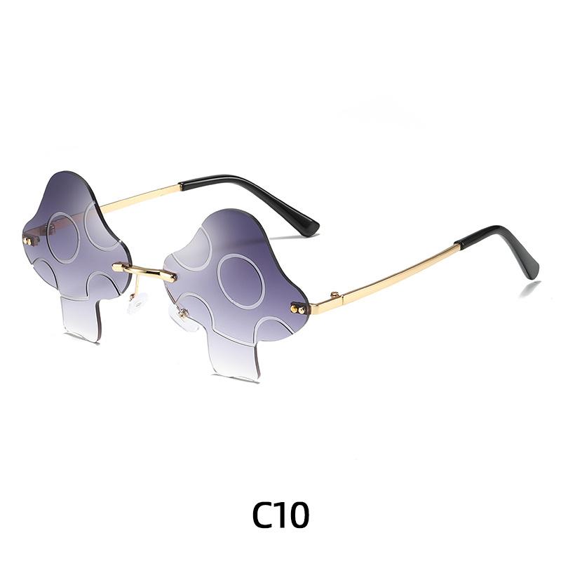 Novel Irregular Mushroom Shape Sunglasses Retro Trendy Fun Rimless Sun Glasses for Women Men Halloween Decorations Party Favor