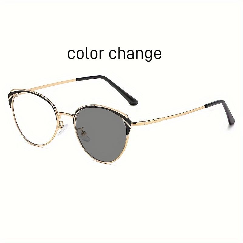 

For Female Latest INS Style Color Changing Anti Blue Light Eyewear With Alloy Metal Circular Frames Stylish Eyewear color change