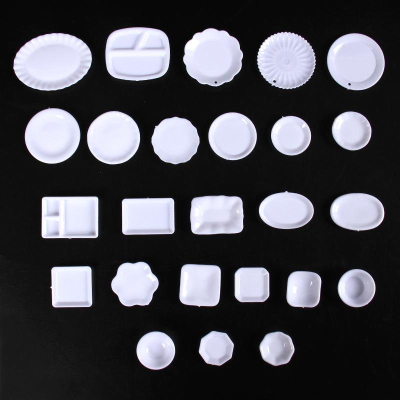 5Pcs Dollhouse Simulation Plates Tray Set Dollhouse Mini Kitchen Tableware Decoration For 1/12 Dollhouse Decoration