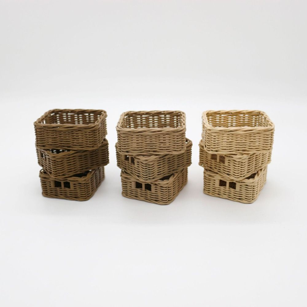 1/6 1/8 Scale Miniature Storage Basket Resin Dolls Basket with Handle Doll House
