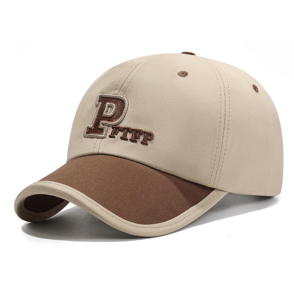 New Four-Season Short-Brim Letter Color Block Casual Baseball Cap Breathable Duckbill Soft-Top Sun Hat for Men and Women Outdoor