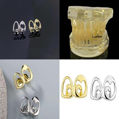 Stylish Copper Plated Tone Hollow Heart Teeth Grills Fashion Accessory Decoration Portable for Unique Expression Event