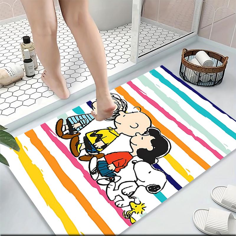 Snoopy Friends Walk Carpet Rug Soft Washable Anti Slip Home Living Room Sofa Mats Personalized Christmas Rug