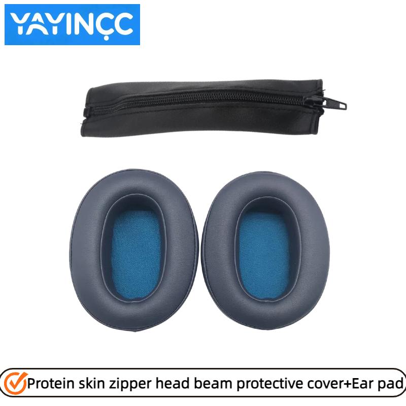 YAYINCC Replacement Soft Foam Cushion Ear Pads / Leather Zipper Head Beam Protective Cover for SONY WH-XB900N Gaming Headset
