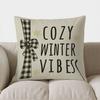 Home Decor Cute Snowman On Checkered & Snowflake Pillow Pattern Cushion Cover Suitable For Sofa Bedroom Car Pillow Cover