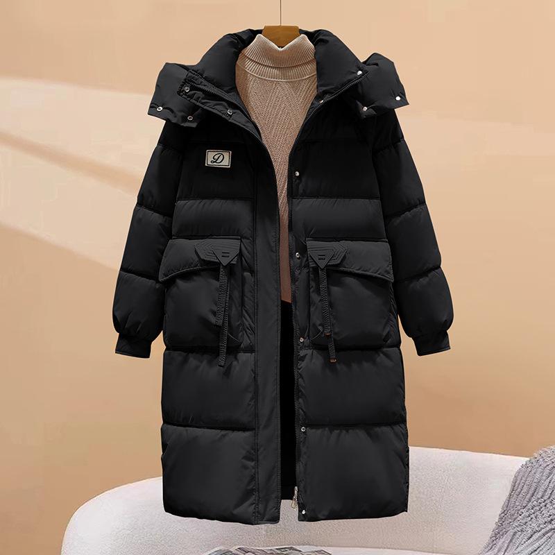 Down Jacket Women's Mid-length New Winter Thickened Over-the-knee Korean Style Loose Cotton-padded Jacket