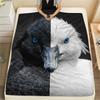 1PC Bicolor Animal Portraits Print FlAannel Blanket, High Quality Comfortable for All Seasons, Home Decor, Warmth and Comfort