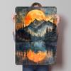 Orange Sonne Nebelberge Poster Individuelle Wandkunst Vintage Metallschilder Retro Blechschild für Man Cave Heimdekorationen Dekor