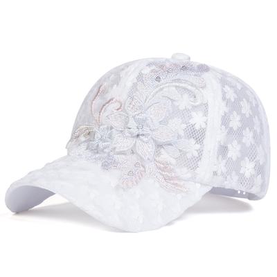 Unisex Lace Flower Decoration Adjustable Breathable Mesh Baseball Hat Designer Sunscreen Hats Spring Summer Outdoor Sport Travel for Women Men