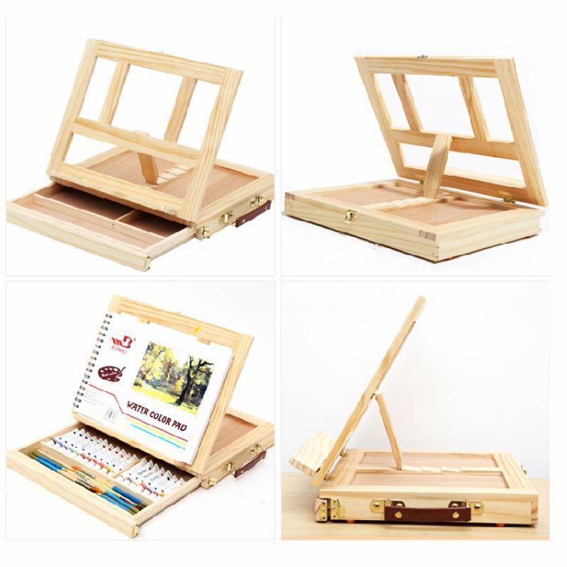 Folding Wooden Desktop Easel: Multifunctional Oil Painting & Sketching Box with Drawing Board