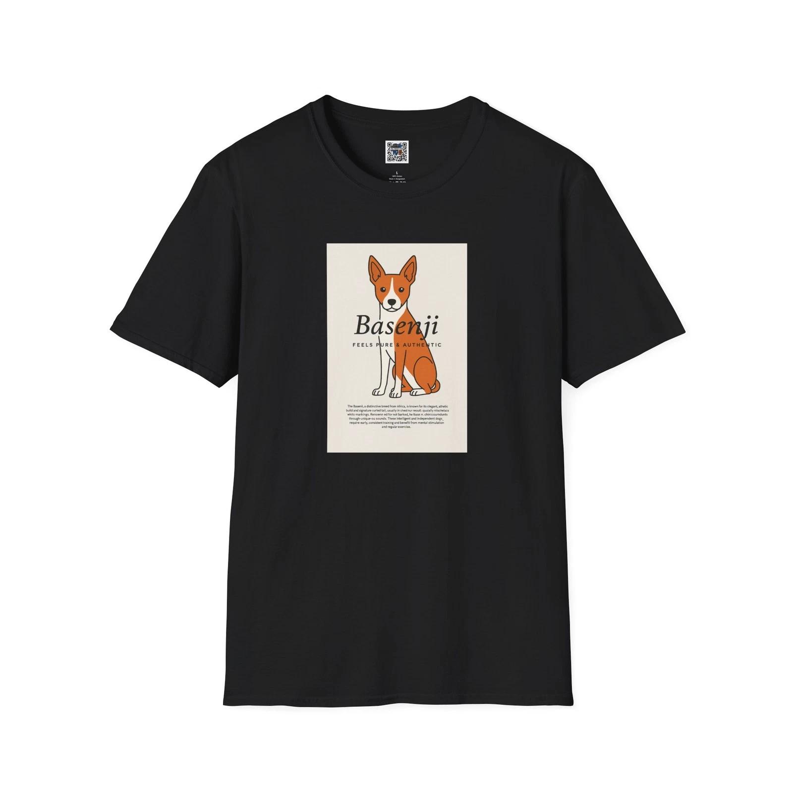 Basenji Dog T-Shirt – Minimalist Cartoon Pet Lover Graphic Tee S