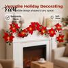 Warm White LED Winter Wreath Christmas Poinsettia Garland with Light, 78/118 Inch Lighted Artificial Flower Seasonal Decorative String Light