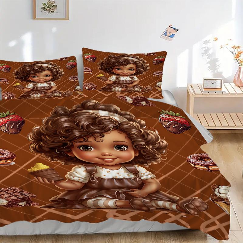 Chocolate Delightful Desserts Print 3Pcs Bedding Setduvet Cover With 2 Bedropillowcase Home Birthday Gift