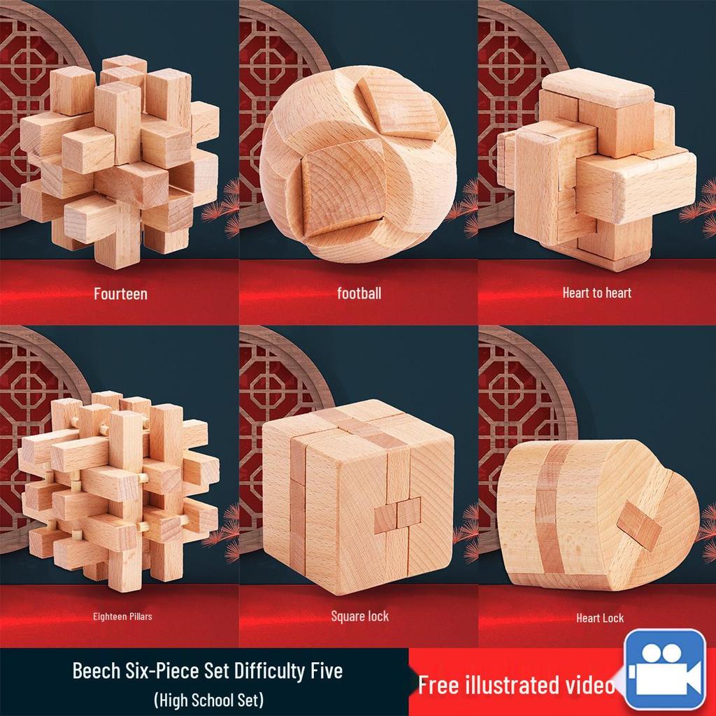 Kongming & Luban Interlocking Puzzle Set: Educational Toys for 7+ Year Olds, Enhancing Intelligence and Relaxation with Nine Building Blocks.