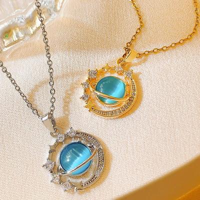 Necklace Does Not Lose Colour Female Summer Dream Planet New Design Titanium Steel Necklace Fashion Niche Premium Feeling Necklace