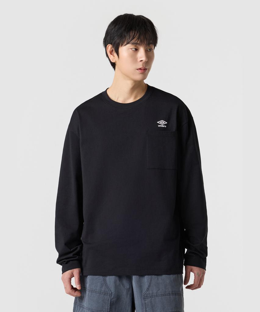 UMBRO Pocket Cotton Long Sleeve T-Shirt Black Ur121Crl11